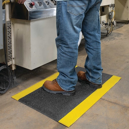 Pig TuffGrit Comfort Anti-Fatigue Mat, 2'x3', Black with Yellow Border FLM8503-BWY